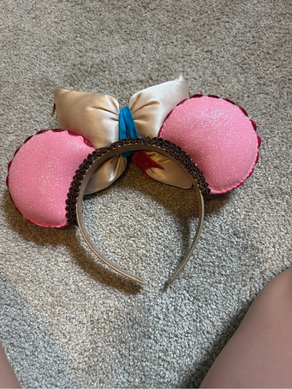 Pink Sequin Feather Bow Minnie Ears Headband